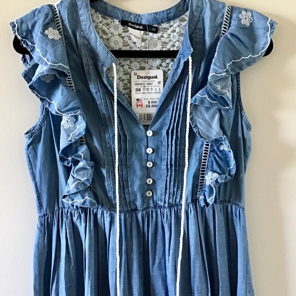 Desigual Innocense Maxi Dress With Embroidery - Picture 1 of 9